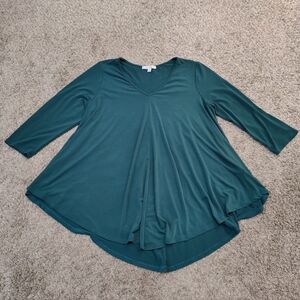 Green Envelope Teal Green V-Neck Tunic